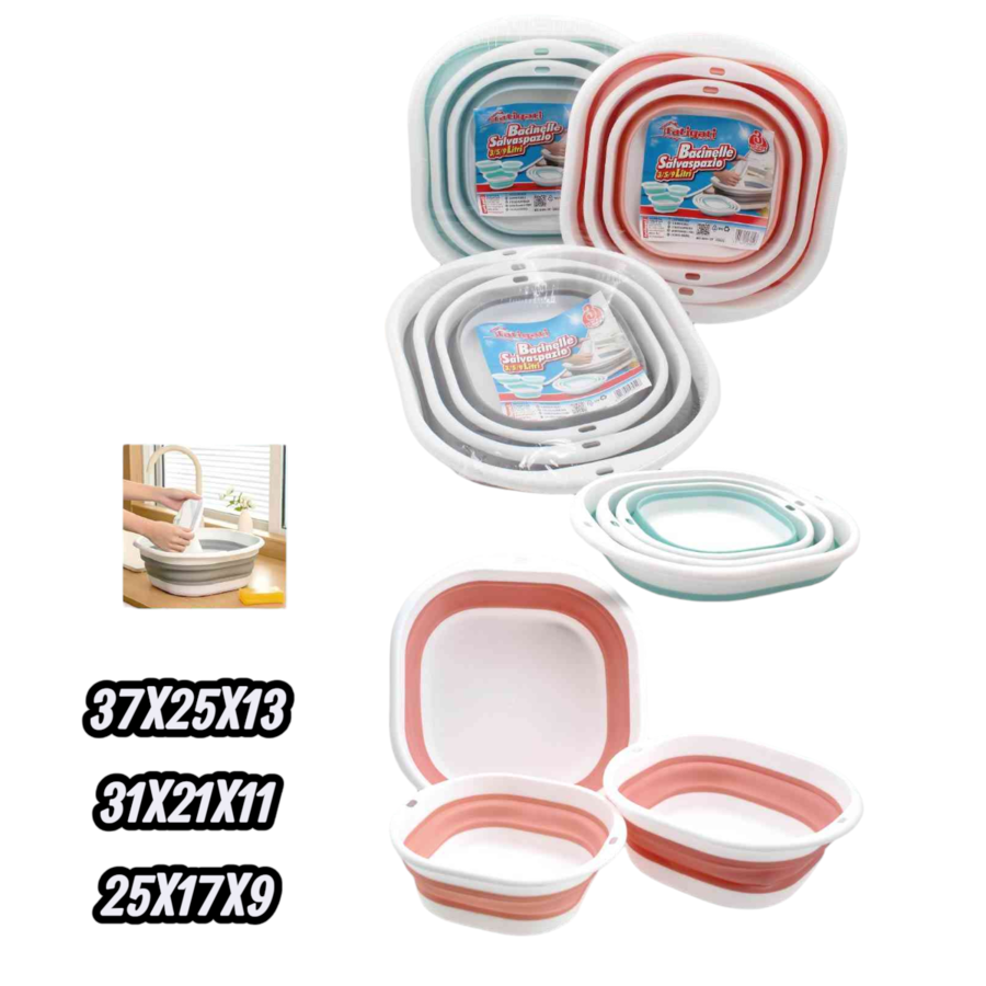 FATIGATI BACINELLA SALVASPAZIO 3 PEZZI 3/6/9 LT (Confezione da 12 pezzi) 