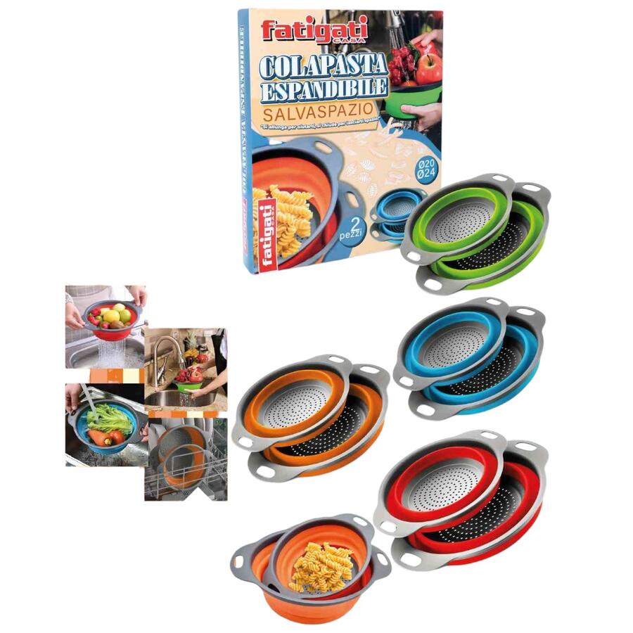 FATIGATI COLAPASTA ESPANDIBILE 2 PEZZI 20/24 CM (Confezione da 12 pezzi) 