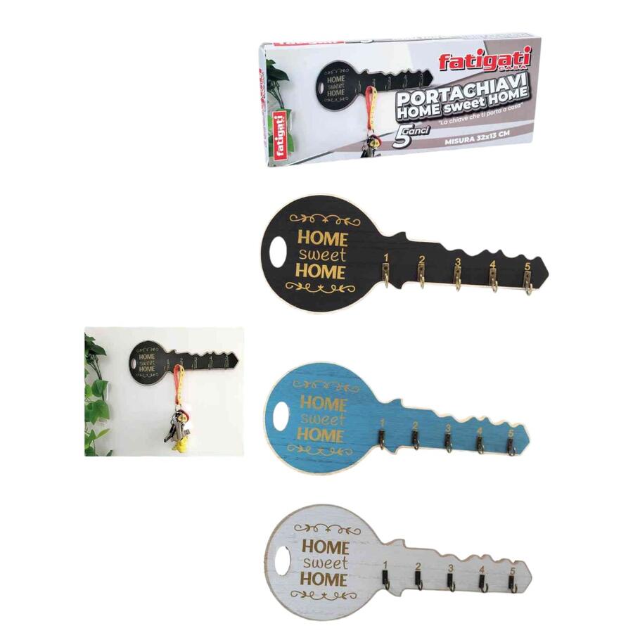 FATIGATI PORTACHIAVI CON 5 GANCI 32X13 CM (Confezione da 6 pezzi) 