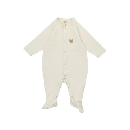 Tutina da notte ricamata Teddy – Collezione NOOS Wooly Organic (Cotone Bio, GOTS)