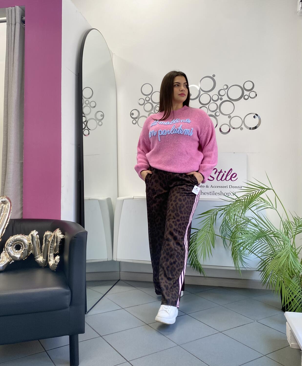 NOVITÀ Panta palazzo maculato bande colorate