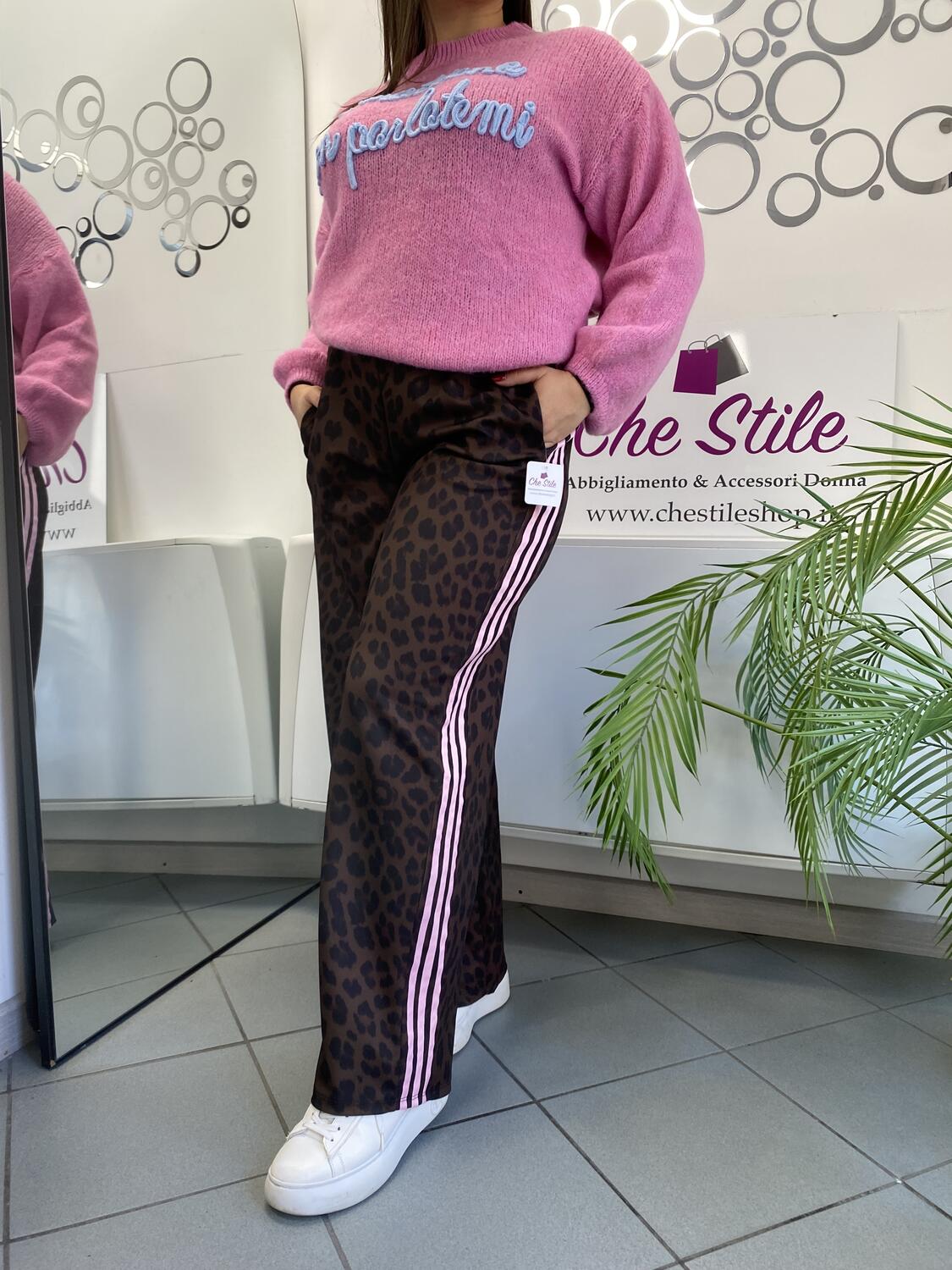 NOVITÀ Panta palazzo maculato bande colorate