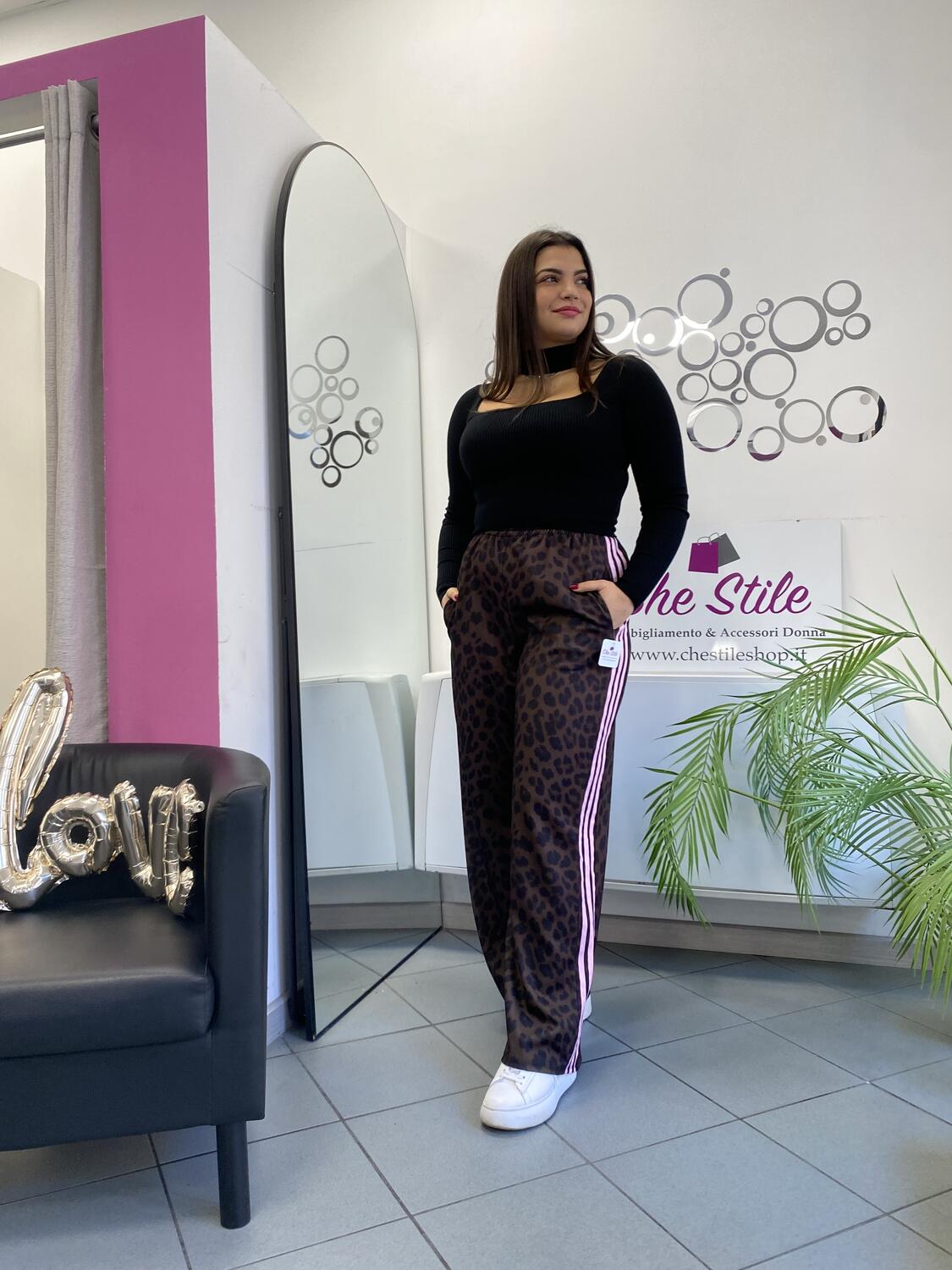 NOVITÀ Panta palazzo maculato bande colorate