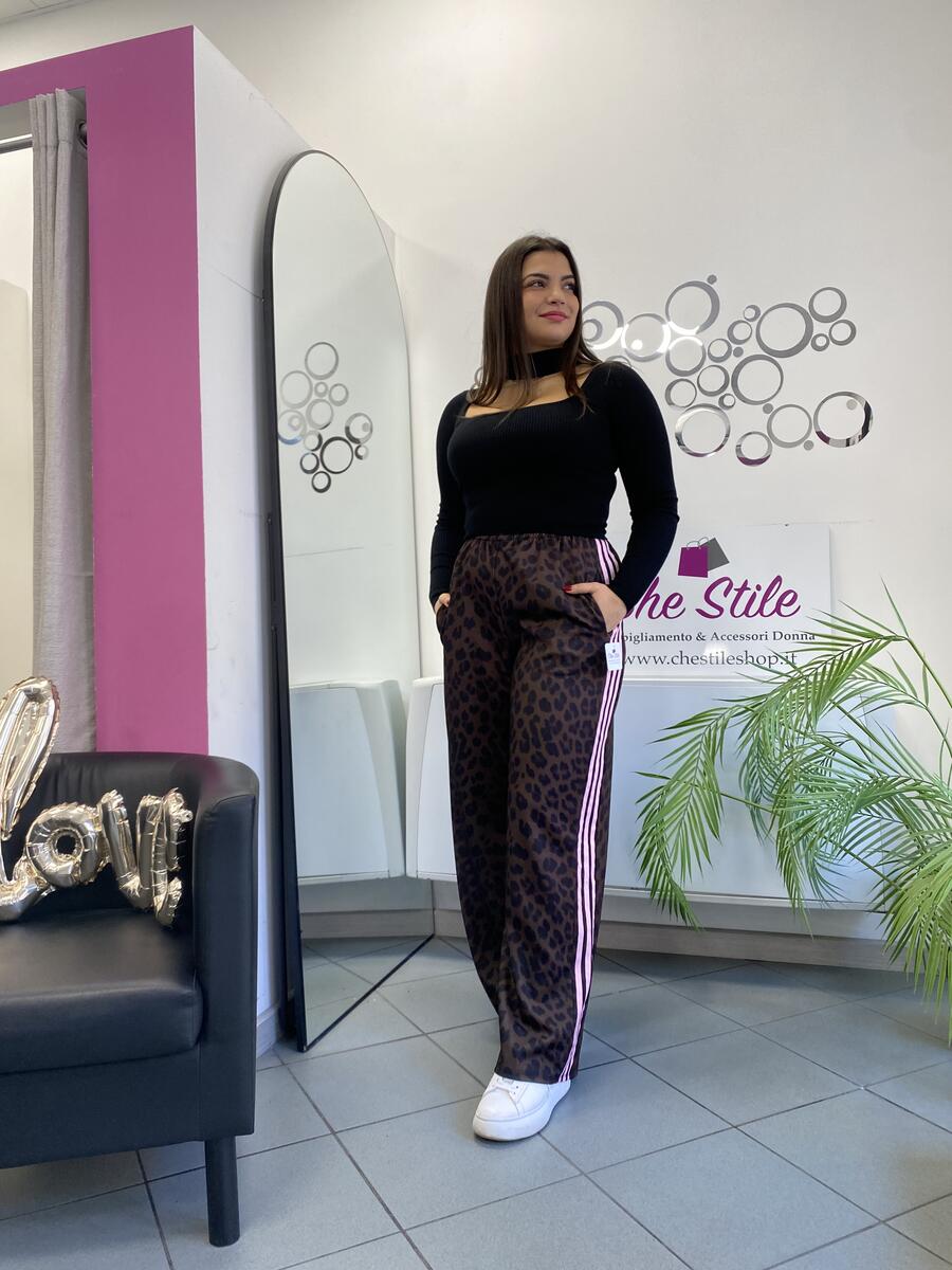 NOVITÀ Panta palazzo maculato bande colorate