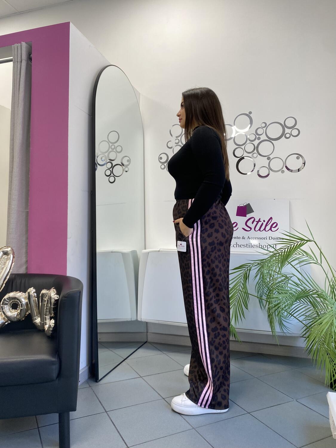 NOVITÀ Panta palazzo maculato bande colorate