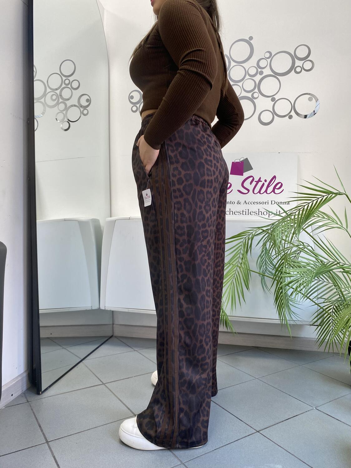 NOVITÀ Panta palazzo maculato bande colorate