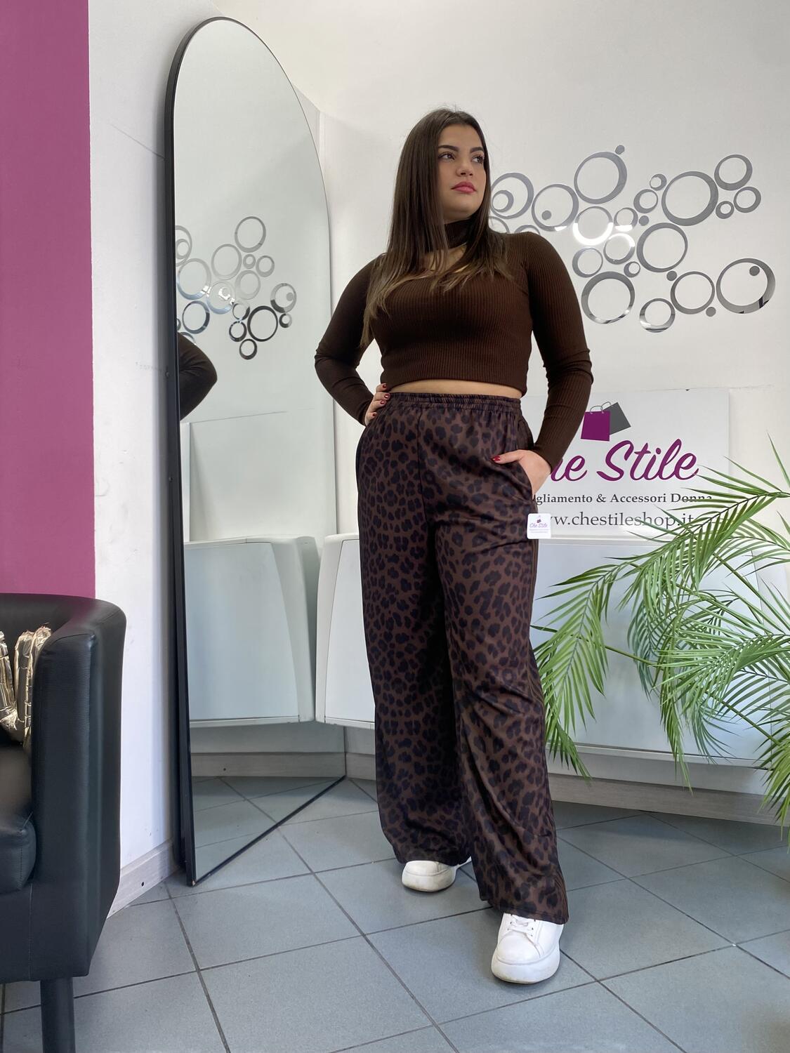 NOVITÀ Panta palazzo maculato bande colorate