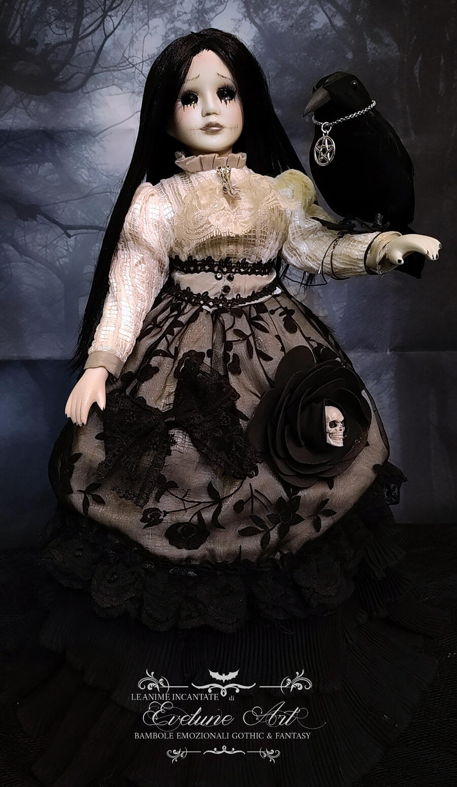 Dhala e il Corvo - Bambola Gotica 