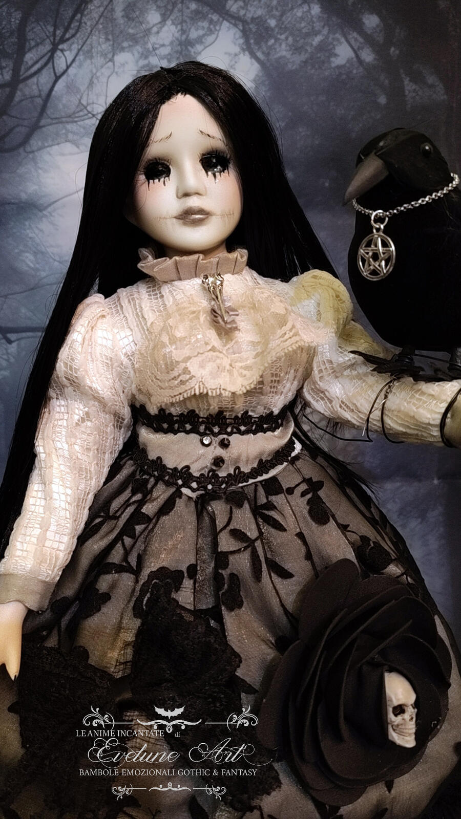 Dhala e il Corvo - Bambola Gotica 