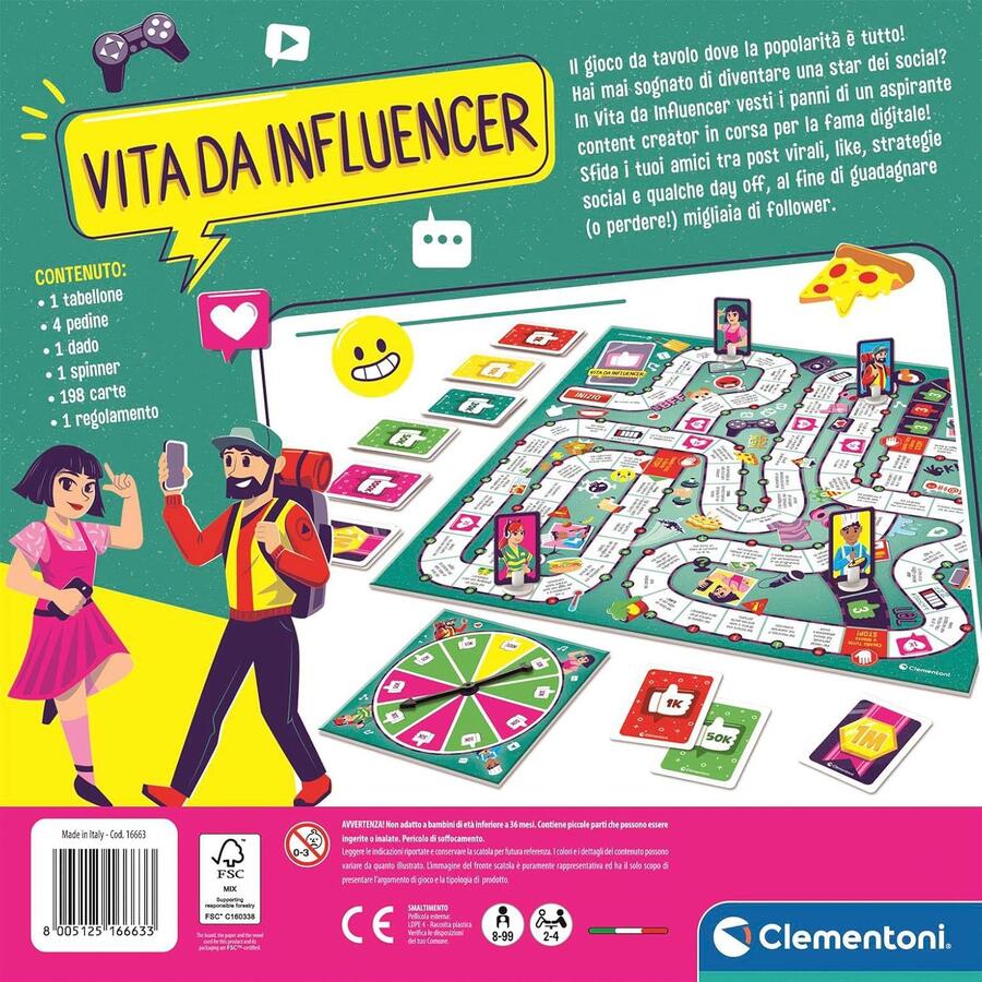 Vita da Influencer gioco da tavolo - Clementoni - 16663 - 8+