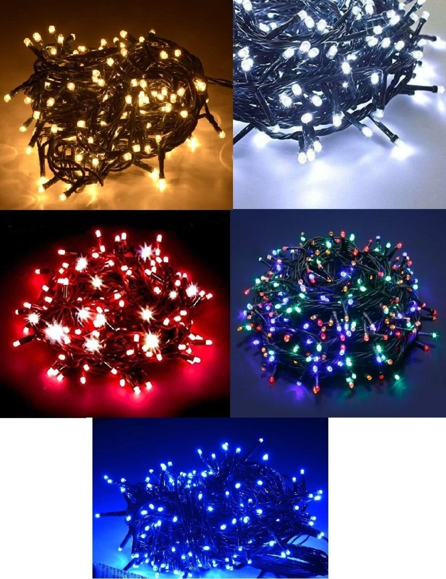 LUCI NATALIZIE PER ESTERNO DA 100 a 500 LED Bianco FREDDO IMPERMEABILE IP44 ESTERNO