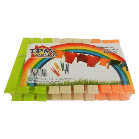 IPM CASA MOLLETTE PLASTICA COLORATE 10 PEZZI (Confezione da 24 pezzi) 