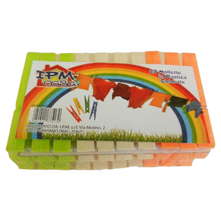 IPM CASA MOLLETTE PLASTICA COLORATE 20 PEZZI (Confezione da 24 pezzi) 