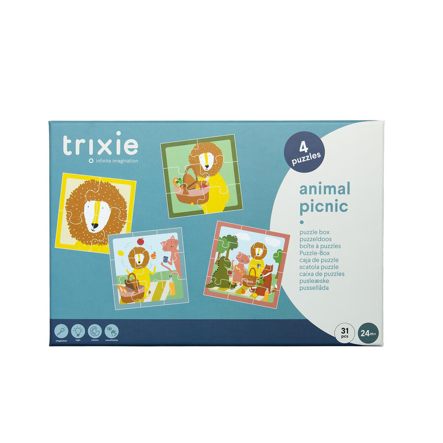 Scatola Puzzle Picnic con Animali (4 puzzle, 24m+)