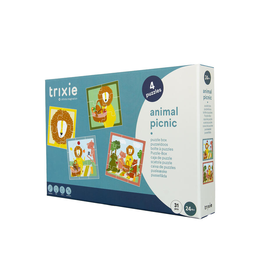 Scatola Puzzle Picnic con Animali (4 puzzle, 24m+)