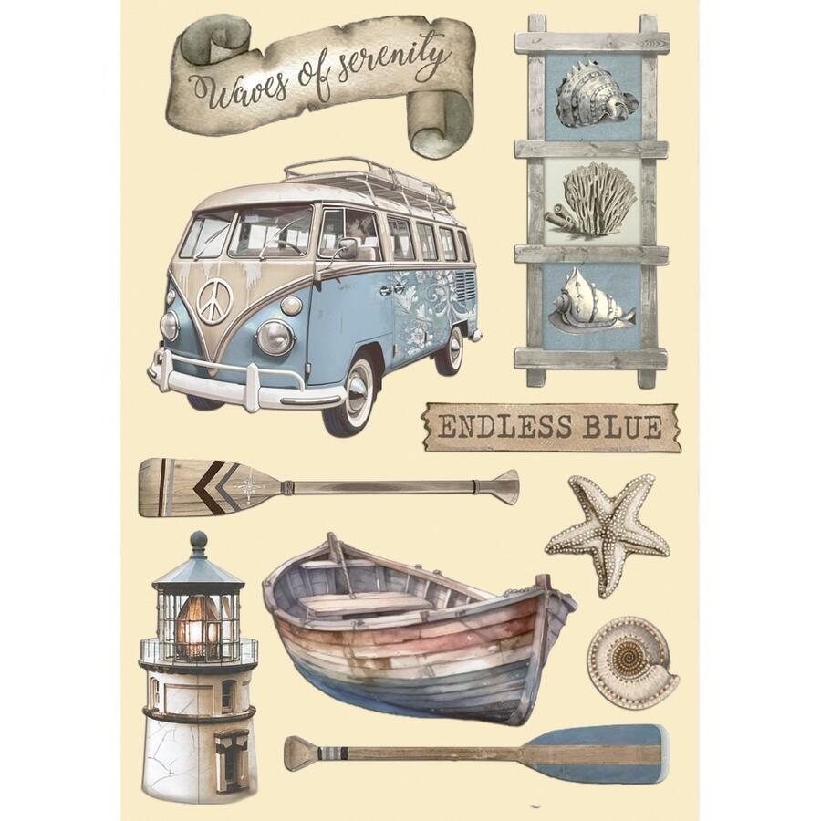 Wooden shape colorato fto A5 Silent Sea Endless Blue