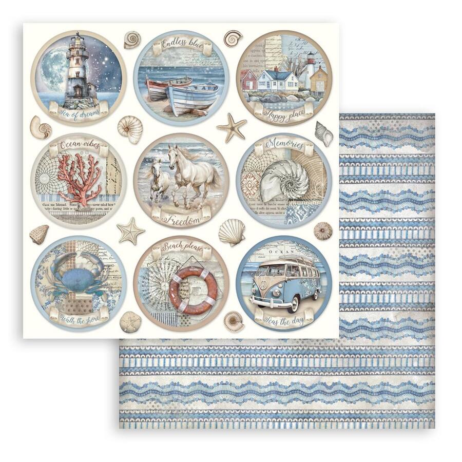 Blocco 10 fogli 20,3 x 20,3 Double Face Silent Sea