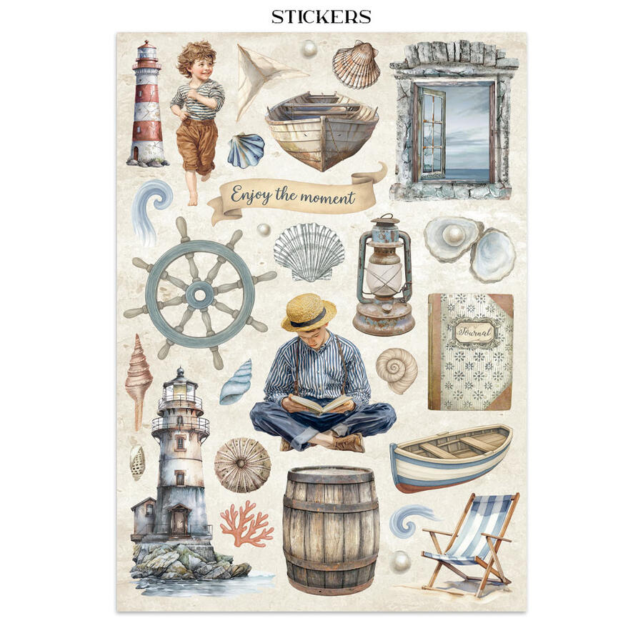 Junk Journal stickers, cut-outs, backgrounds Silent Sea