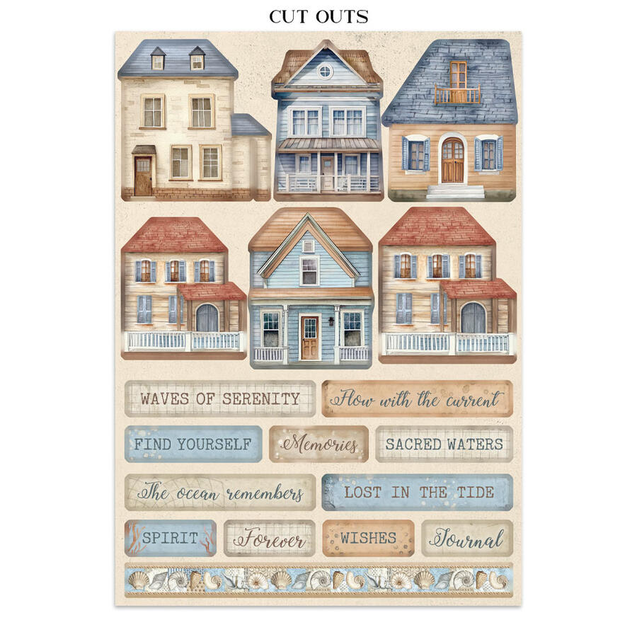 Junk Journal stickers, cut-outs, backgrounds Silent Sea