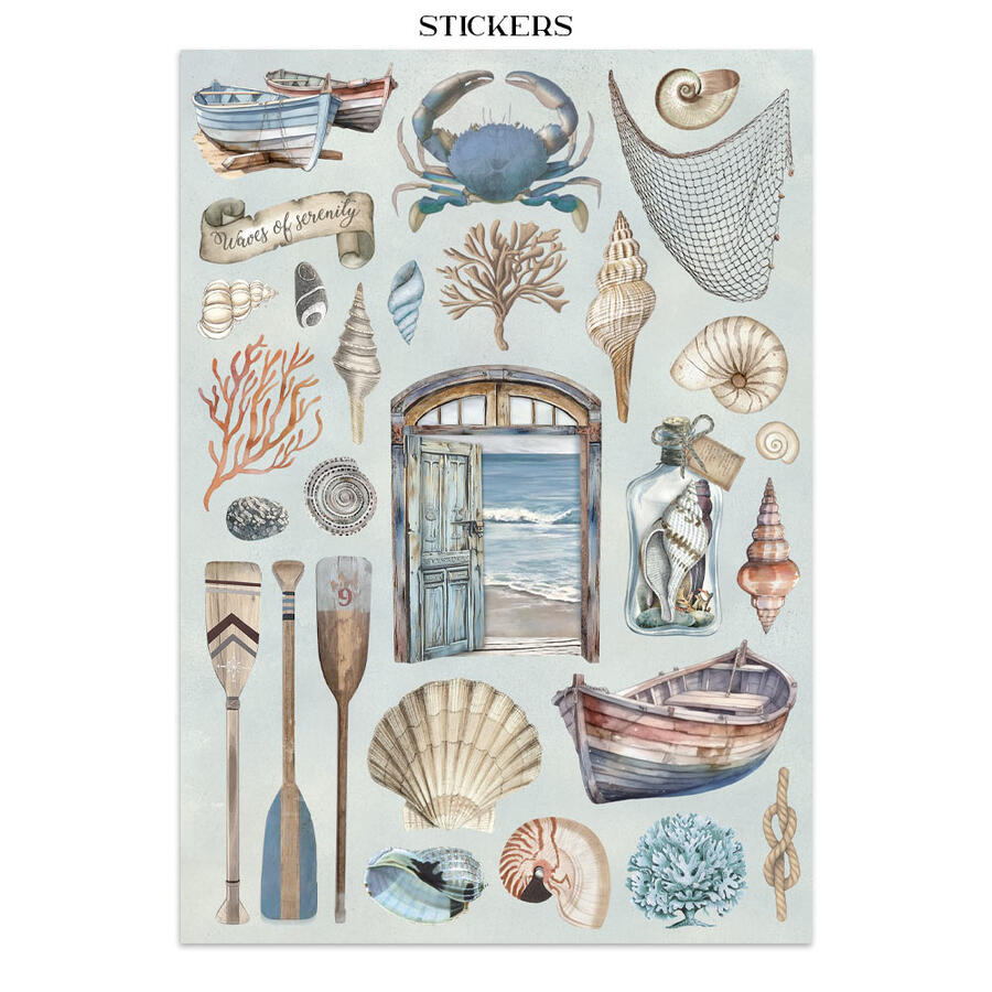 Junk Journal stickers, cut-outs, backgrounds Silent Sea