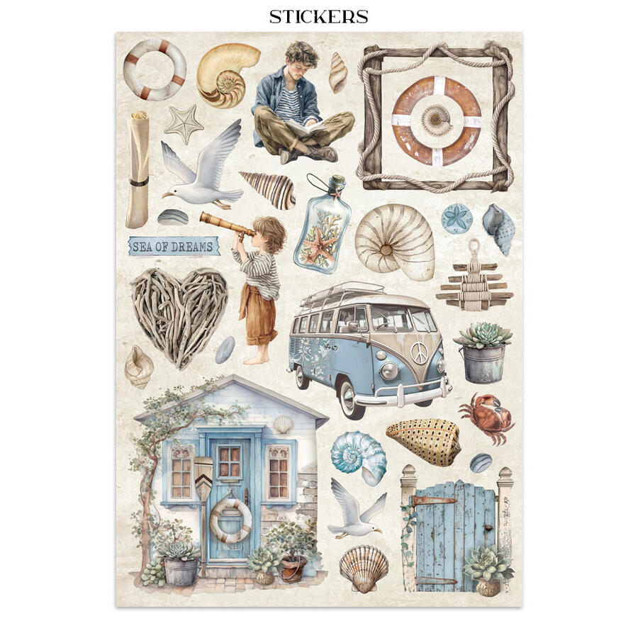 Junk Journal stickers, cut-outs, backgrounds Silent Sea