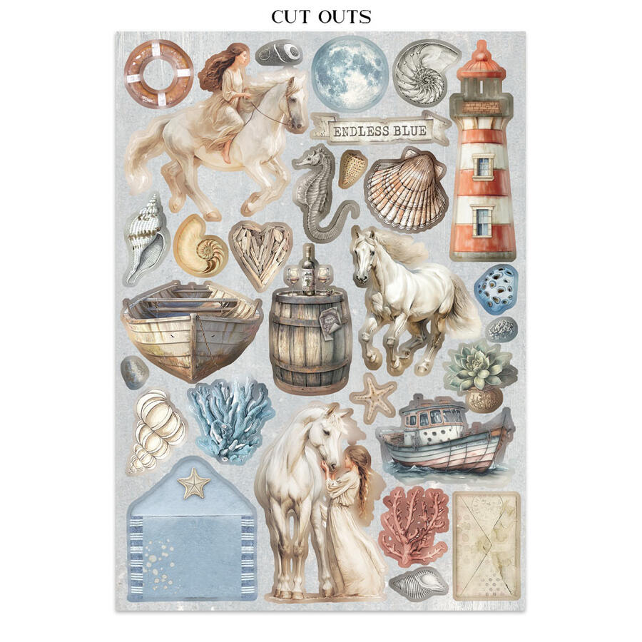 Junk Journal stickers, cut-outs, backgrounds Silent Sea