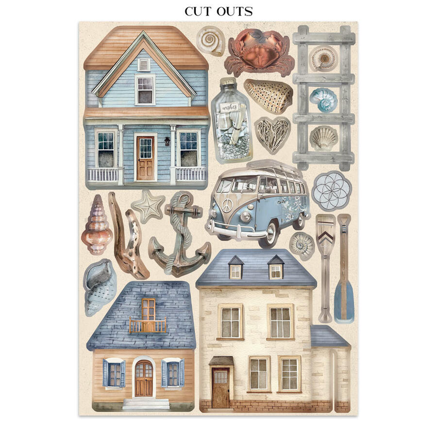 Junk Journal stickers, cut-outs, backgrounds Silent Sea