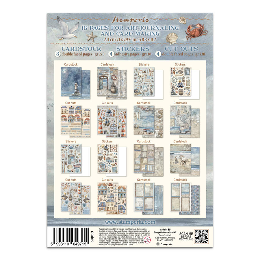 Junk Journal stickers, cut-outs, backgrounds Silent Sea