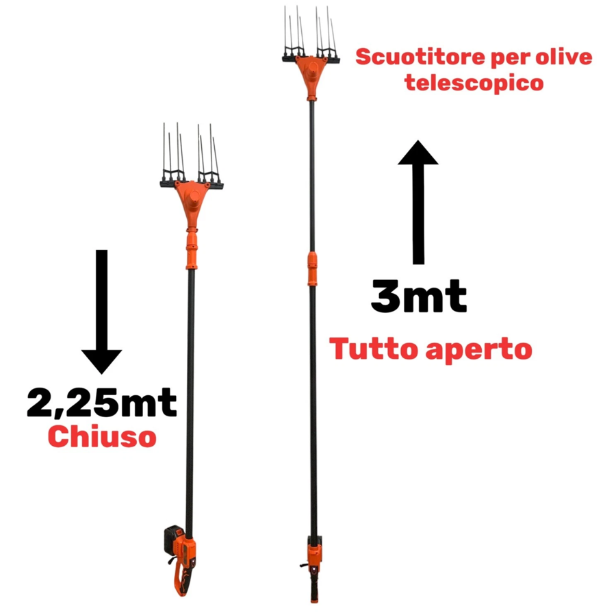 Abbacchiatore Elettrico Multifunzione Scuotiolive a Batteria 128V e 12V 140W
