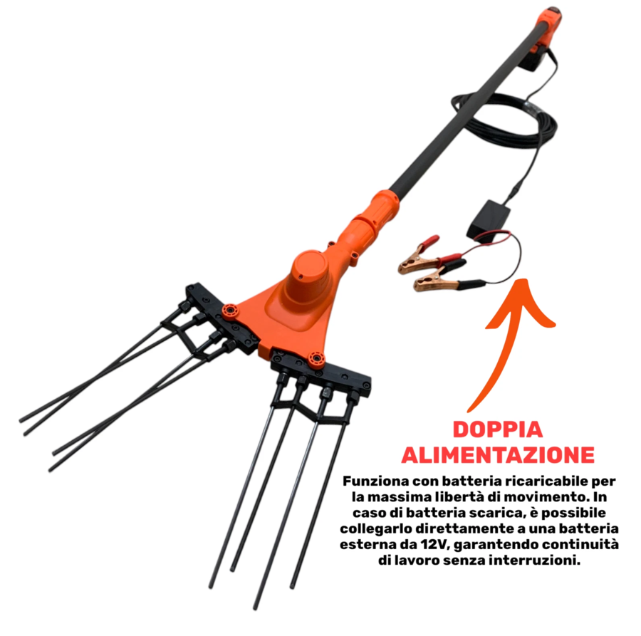 Abbacchiatore Elettrico Multifunzione Scuotiolive a Batteria 128V e 12V 140W