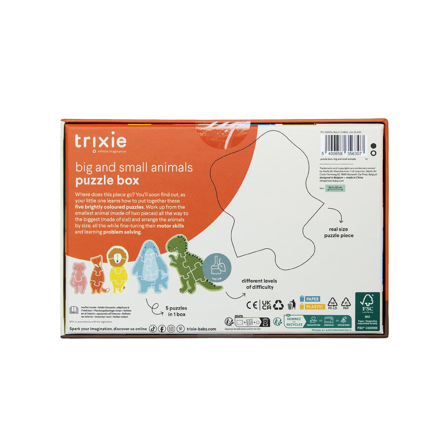 Scatola Puzzle Animali Grandi e Piccoli (5 puzzle, 24m+)