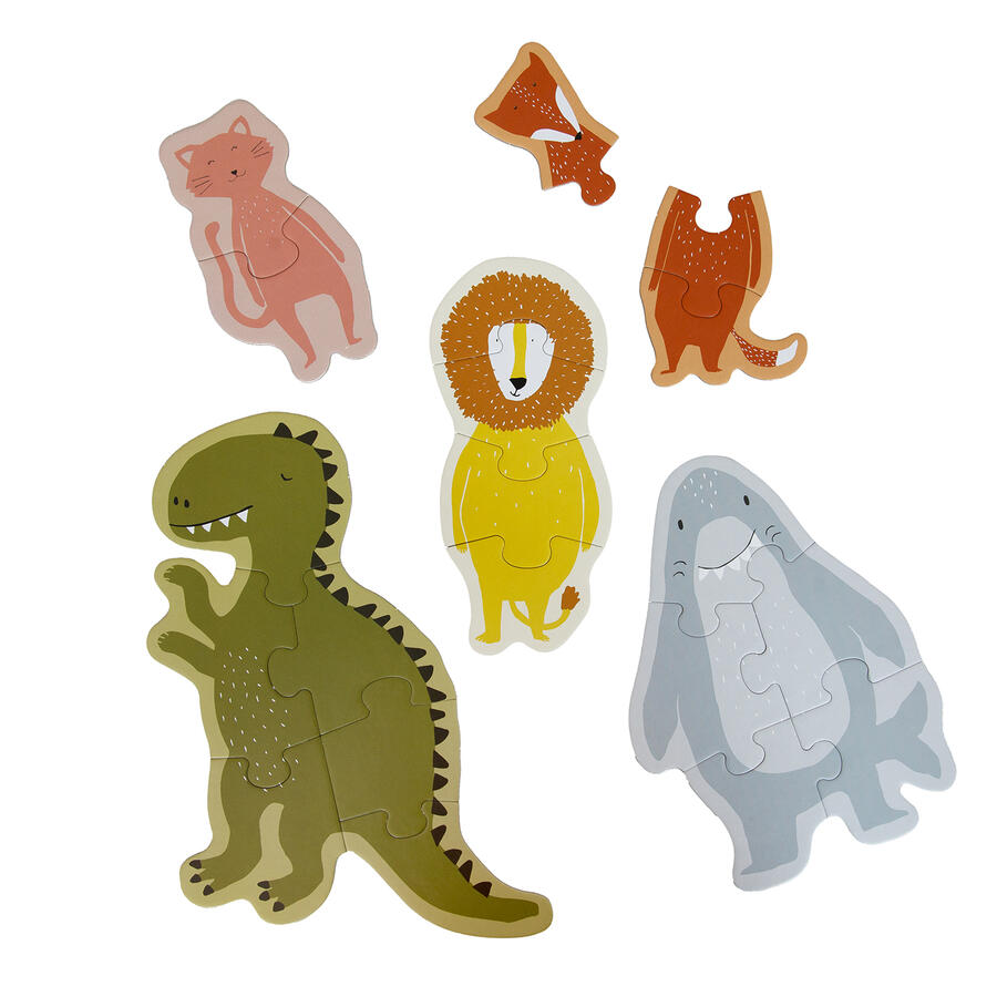 Scatola Puzzle Animali Grandi e Piccoli (5 puzzle, 24m+)