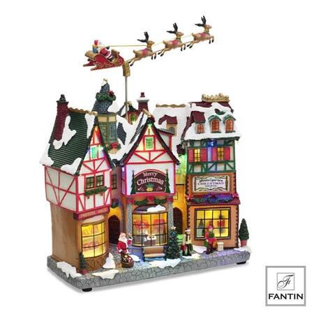 Fantin - Natale 2025 - Paesaggio slitta babbo natale luci led musica e movim. Cm.30x14xh39