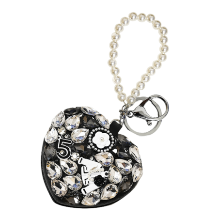 MINI SPECCHIO TRUCCO CUORE CON STRASS NERO