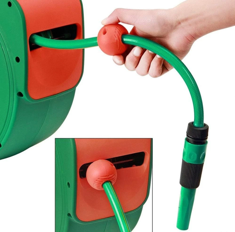 Avvolgitubo Tubo Giardino 20mt con Pistola 9 Getti Acqua Automatico da Parete 