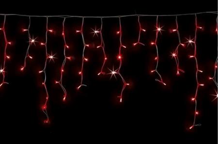 Tenda Natalizia Luminosa con 120 Maxi Led Rossi Scintillanti Bianchi 3,5 metri x 0,70 cm Prolungabile per Esterno 