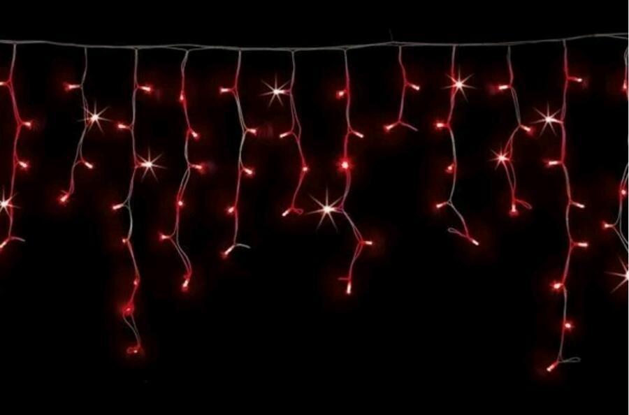 Tenda Natalizia Luminosa con 120 Maxi Led Rossi Scintillanti Bianchi 3,5 metri x 0,70 cm Prolungabile per Esterno 