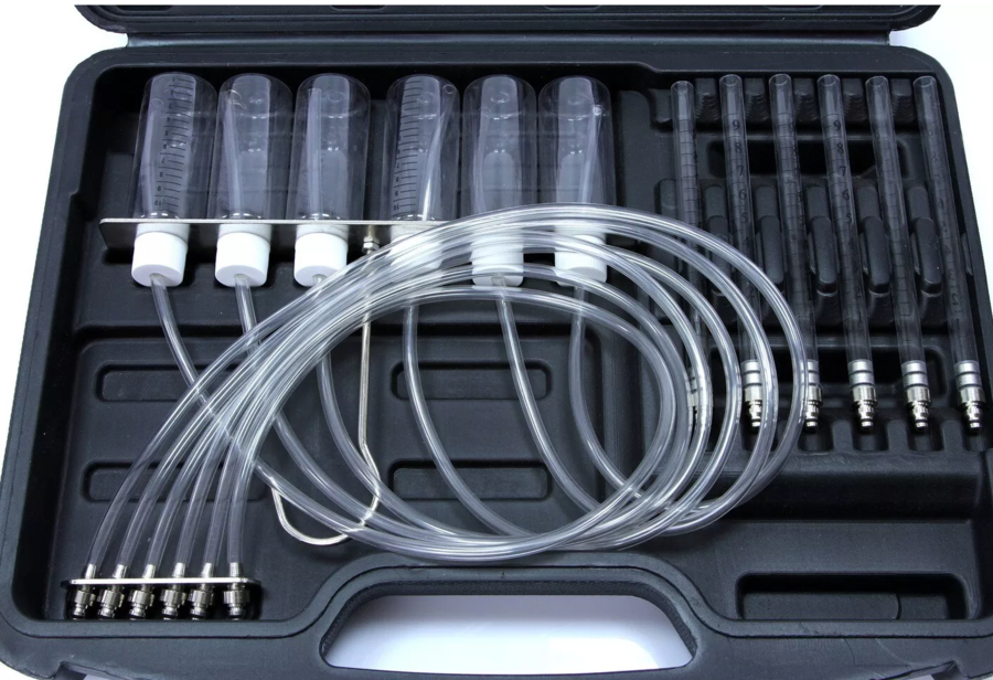 Misuratore flusso per iniettori Diesel Flussometro tester 6 cilindri Common-Rail