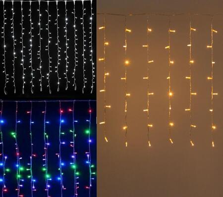 Tenda Luminosa di Natale per Esterno Natalizia BIANCO FREDDO / BIANCO CALDO / RGB MULTICOLORE PROLUNGA PIOGGIA LUCI 2 mt x 1 mt 128 led