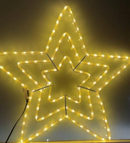 STELLA LUMINOSA LED DI NATALE 90 LED 70 x 70 cm BIANCO CALDO DA ESTERNO 8 GIOCHI