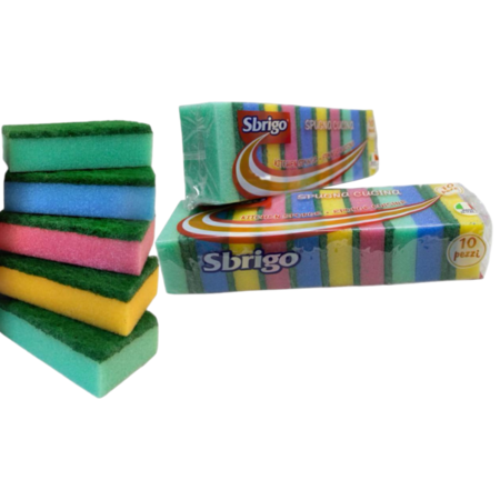 IPM CASA SBRIGO SPUGNE CUCINA COLORATE 10 PEZZI (Confezione da 24 pezzi) 