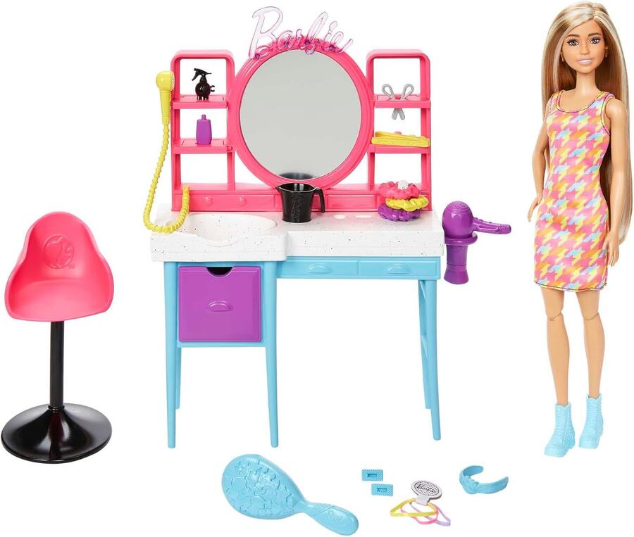Barbie Salone di Bellezza con bambola - Mattel - HKV00 - 3+