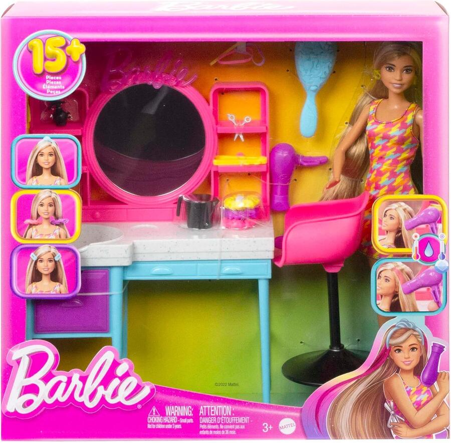 Barbie Salone di Bellezza con bambola - Mattel - HKV00 - 3+
