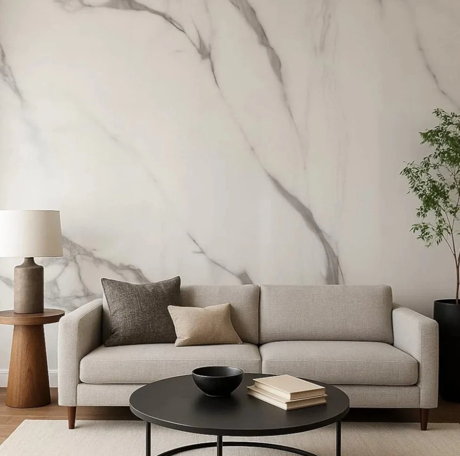 PANNELLO ADESIVO EFFETTO MARMO BIANCO E GRIGIO PVC DECORAZIONE NEW 120 X 300 cm