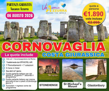 06 AGOSTO 2026 CORNOVAGLIA E COSTA GIURASSICA