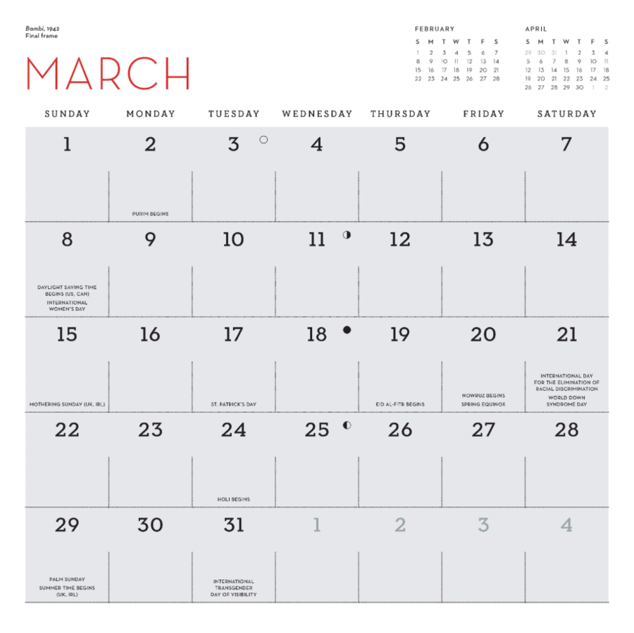 Calendario da parete 2026, 30,5x30,5 cm: Disney Animation