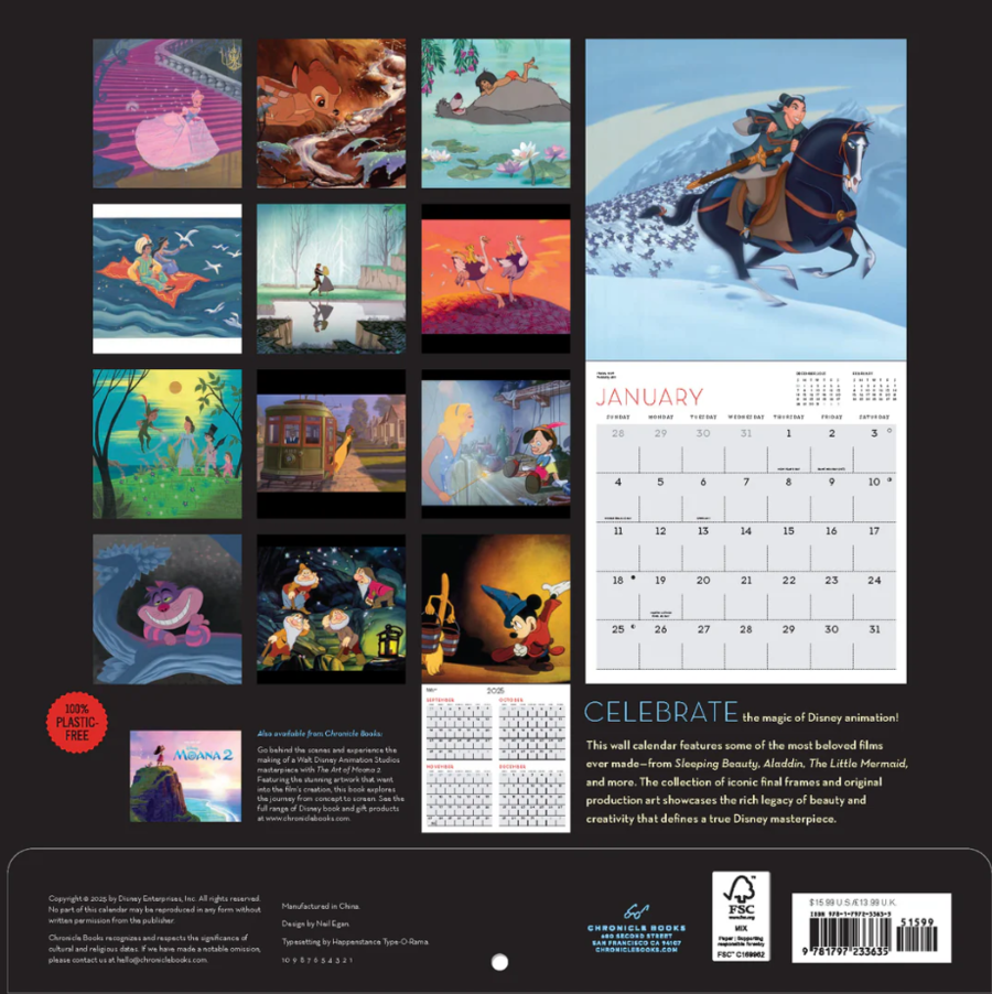 Calendario da parete 2026, 30,5x30,5 cm: Disney Animation