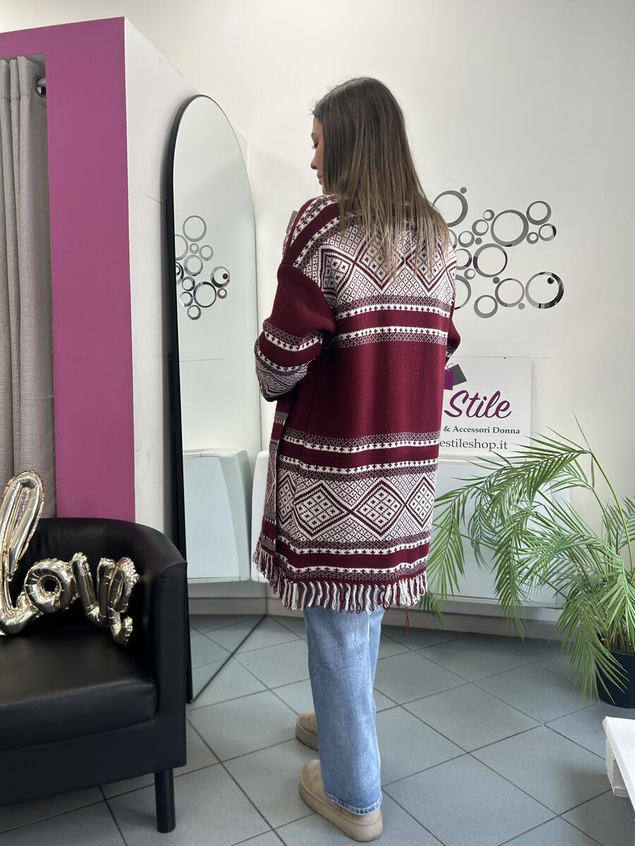 NOVITÀ Cardigan lungo a fantasia con frange