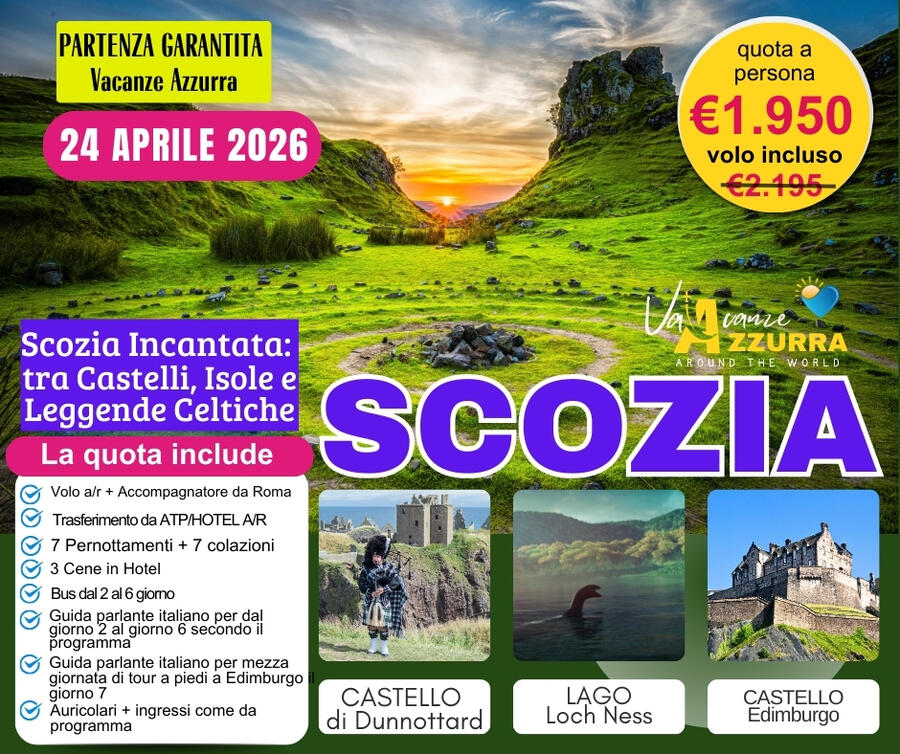 24 APRILE 2026 TOUR SCOZIA 8 GIORNI
