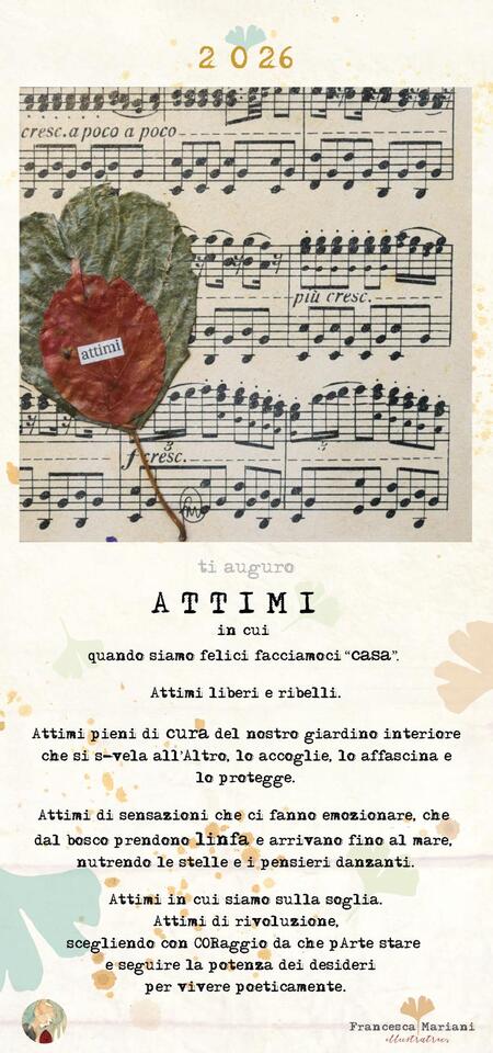 FRANCESCA MARIANI - Calendario da parete 2026, 12x32 cm: ATTIMI